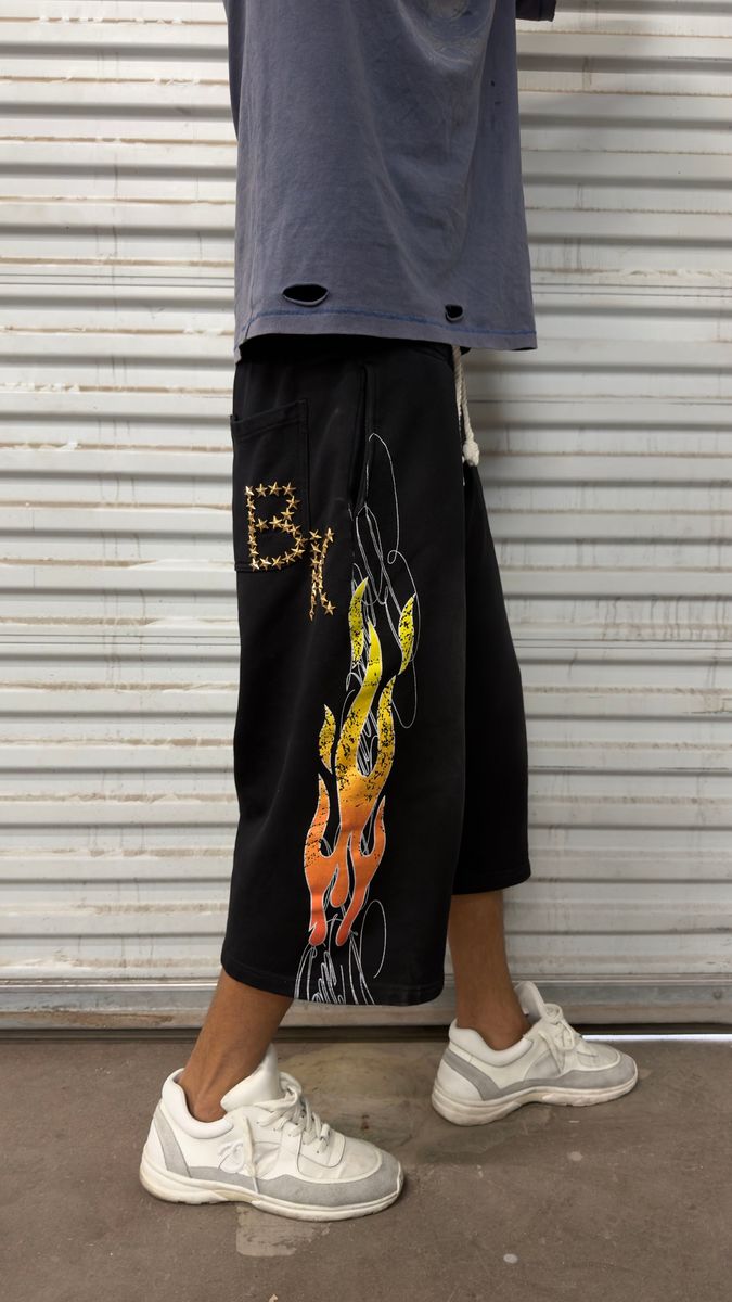 Boredom Kills Up In Flames 3/4 Shorts