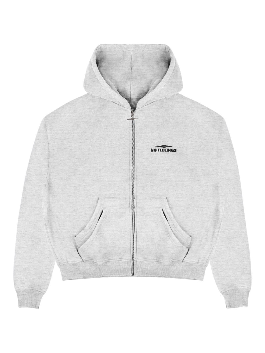 No Feelings 4PF Zip Up Hoodie Grey V2