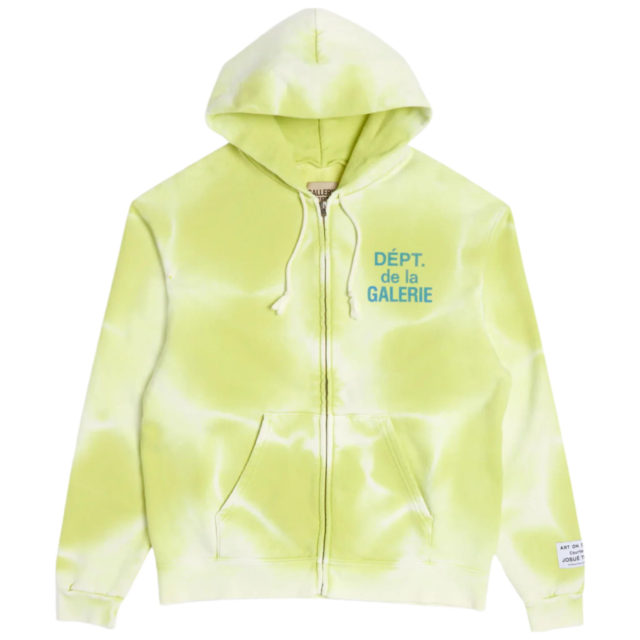 Gallery Dept. Lime Green Sun Faded French Logo Zip Up Hoodie