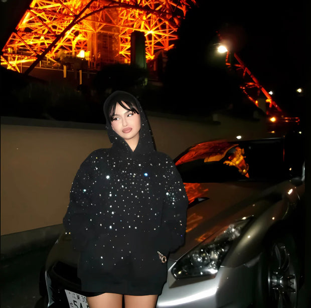 Vybes Rhinestones Galaxy Hoodie