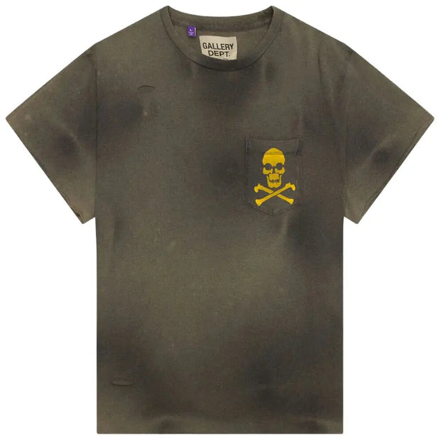 Gallery Dept. Faded Black Distressed Bones Tee