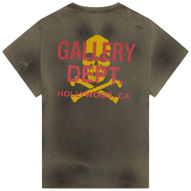 Gallery Dept. Faded Black Distressed Bones Tee