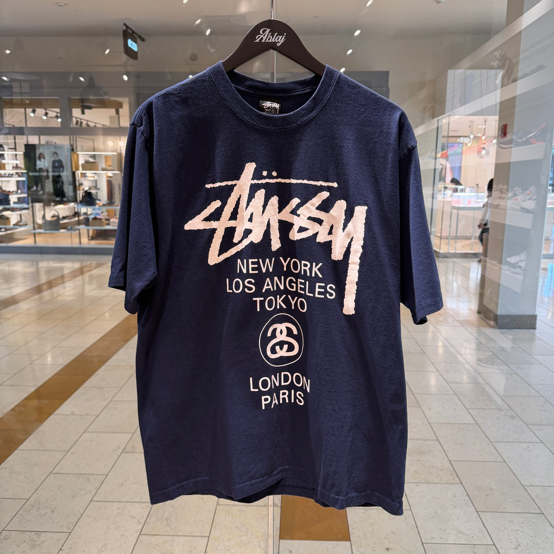 Stussy World Tour Tee Navy (PREOWNED)