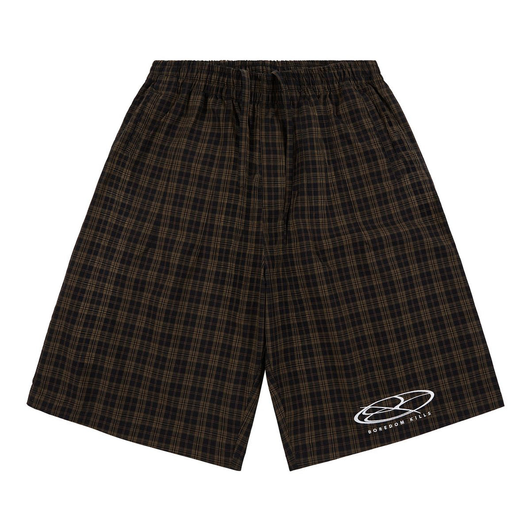 Boredom Kills Lounge Plaid Shorts (Brown)