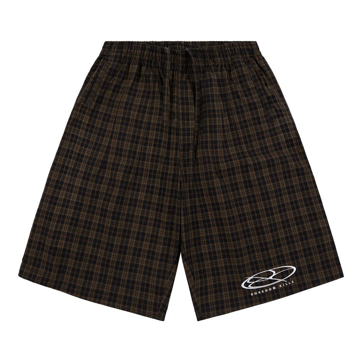 Boredom Kills Lounge Plaid Shorts (Brown)