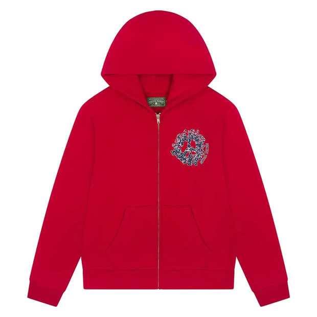 Denim Tears Red University Zip-Up Hoodie