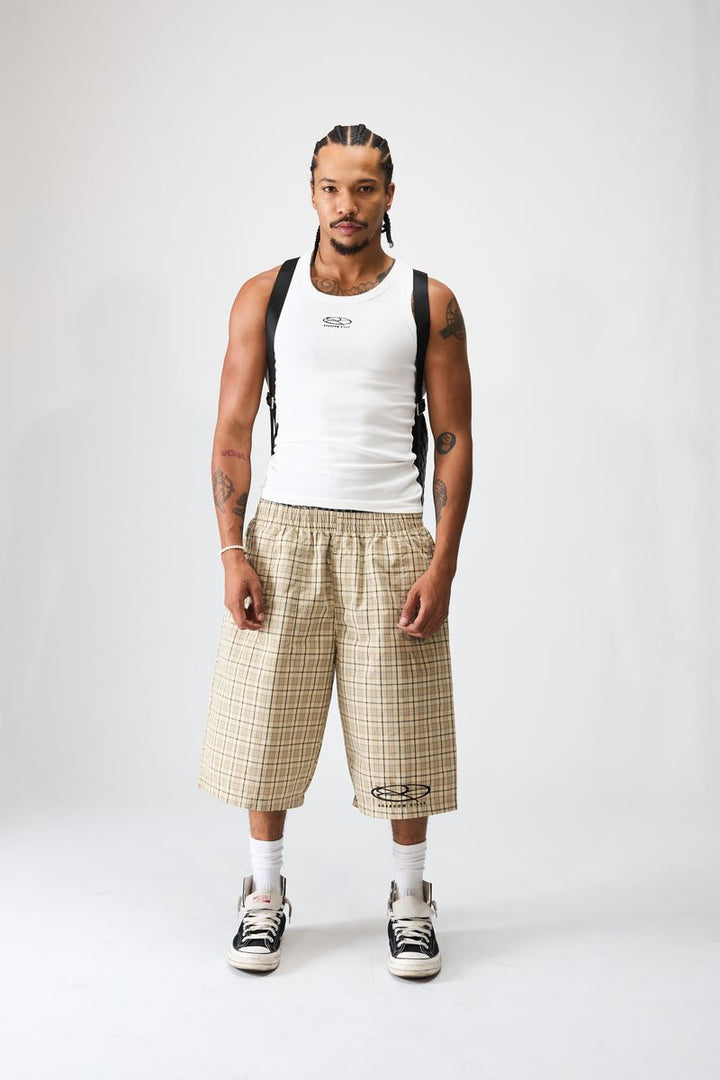 Boredom Kills Lounge Plaid Shorts (Cream)