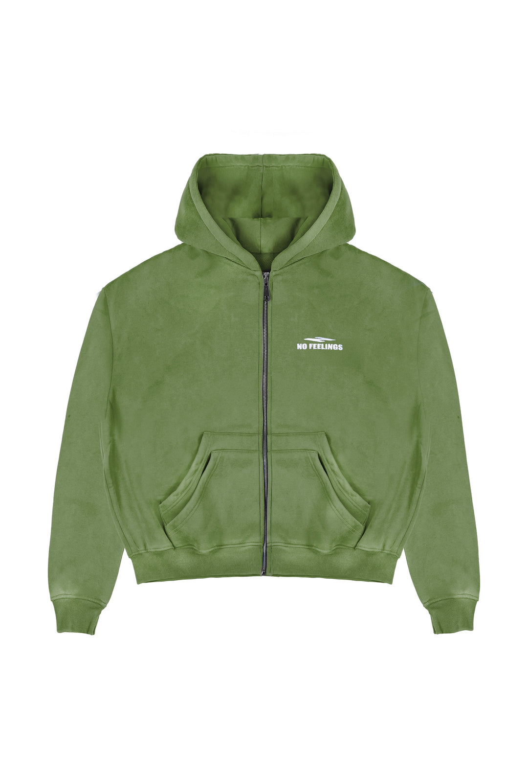 No Feelings 4PF Zip Up Hoodie Forest Green V2