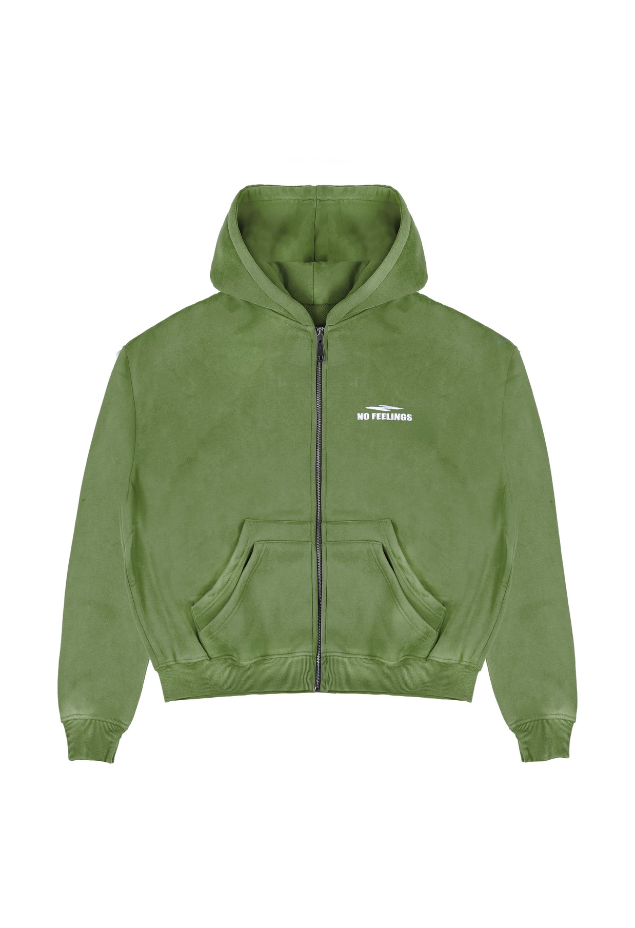 No Feelings 4PF Zip Up Hoodie Forest Green V2