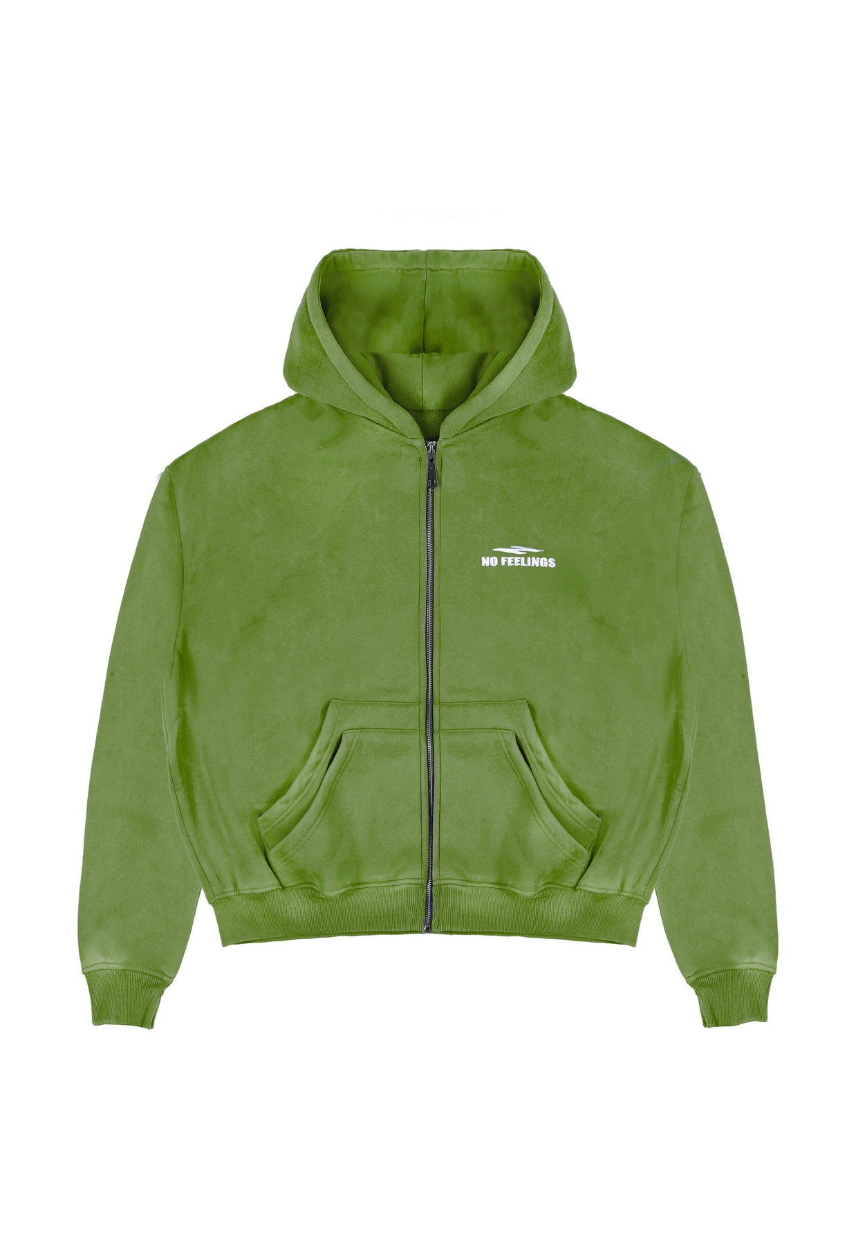 No Feelings 4PF Zip Up Hoodie Moss