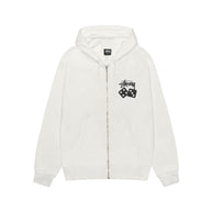 Stussy Dice Dyed Zip Hoodie White