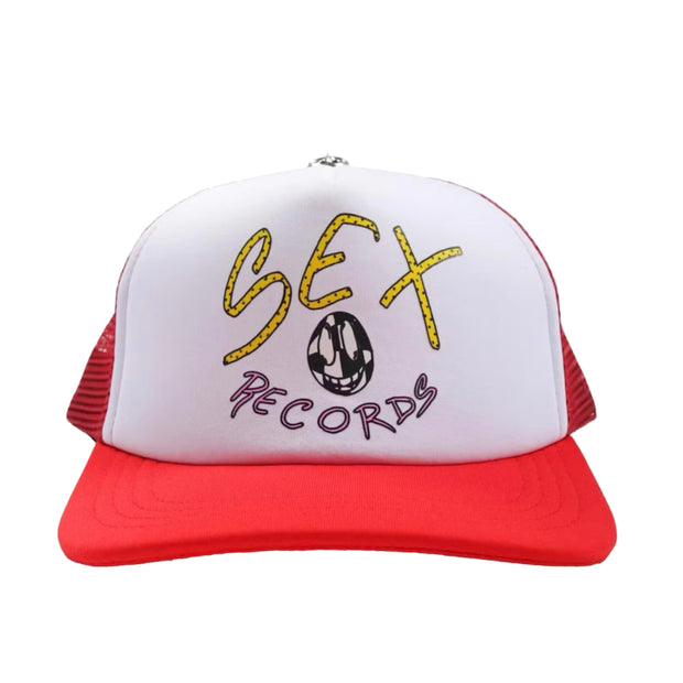Chrome Hearts Matty Boy Sex Records Logo Trucker Hat Red/White