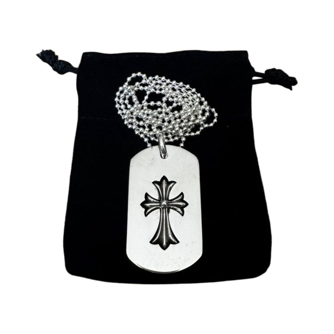 Chrome Hearts Tiny Cross Dog-tag with Ball Chain