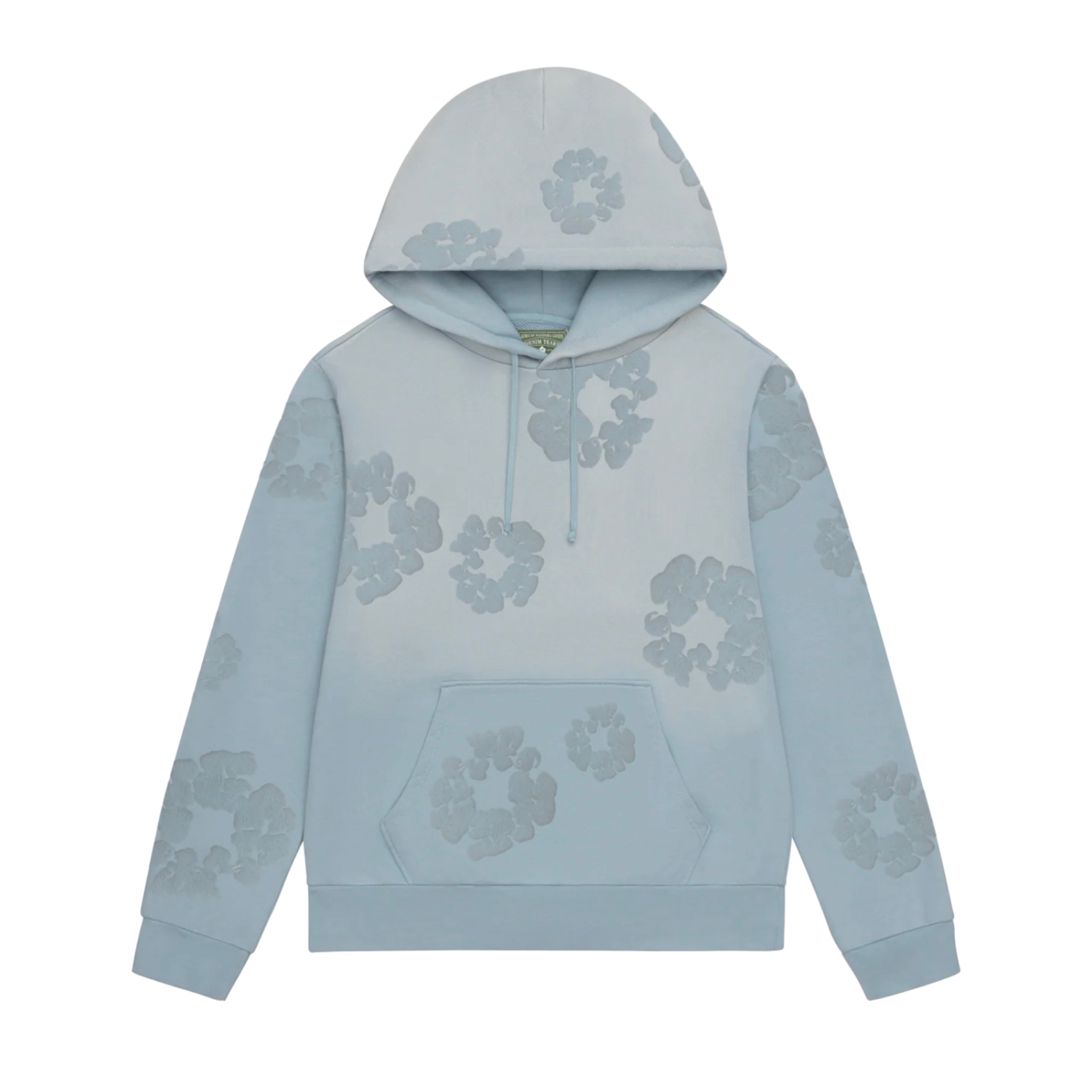 Denim Tears Faded Mono Light Blue Cotton Wreath Hoodie
