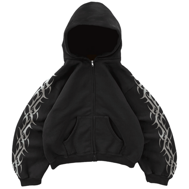 Black Tribal Zip Up Hoodie Bravest Studio