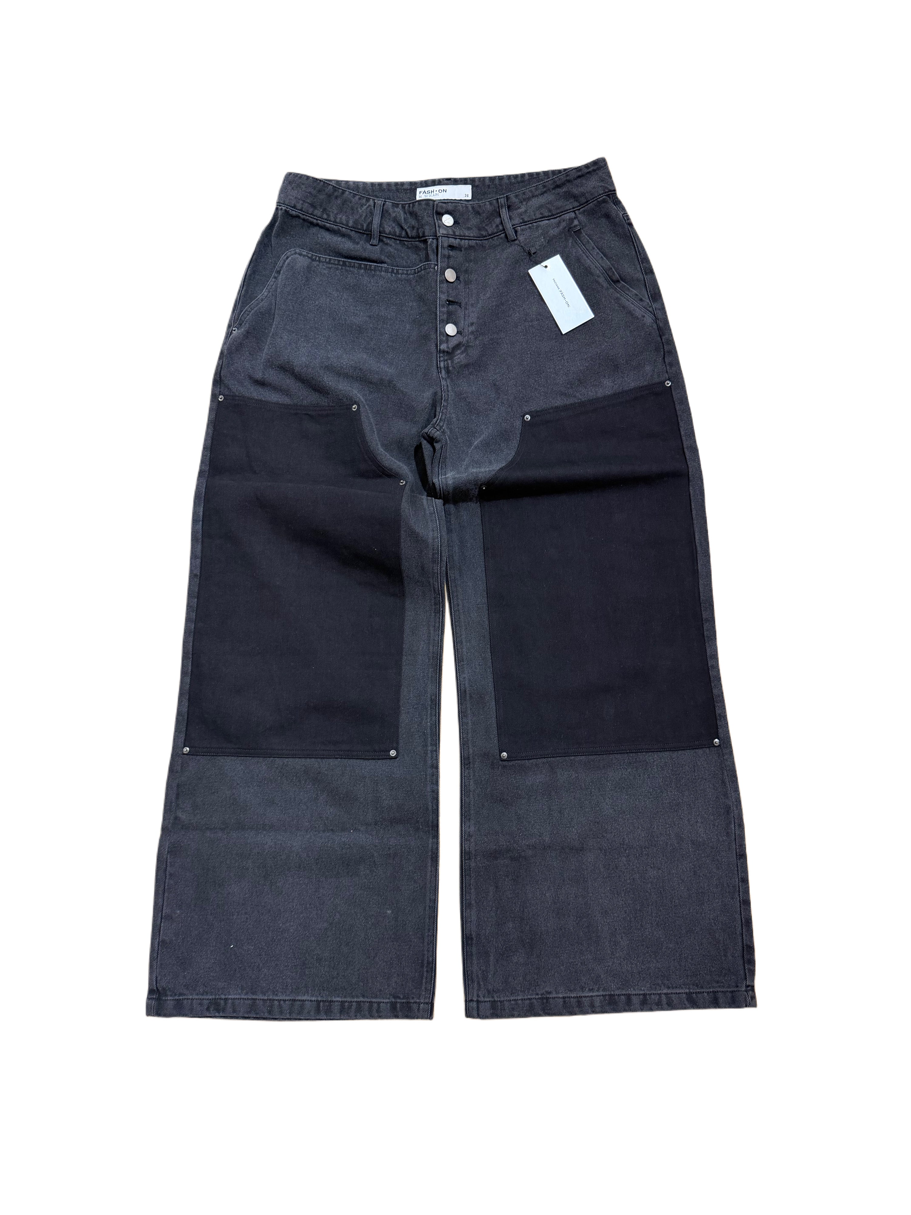 FASH•ON Black Double Knee Jeans