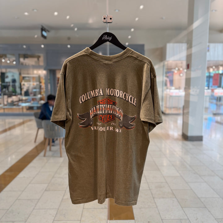 Vintage Harley Davidson 90s WLA-45 Vancouver ,WA Green Tee 