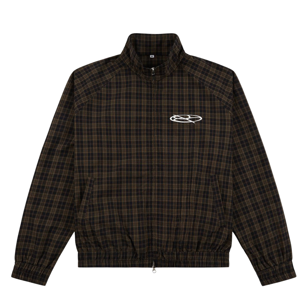 Boredom Kills Lounge Plaid Track Jacket (Brown)