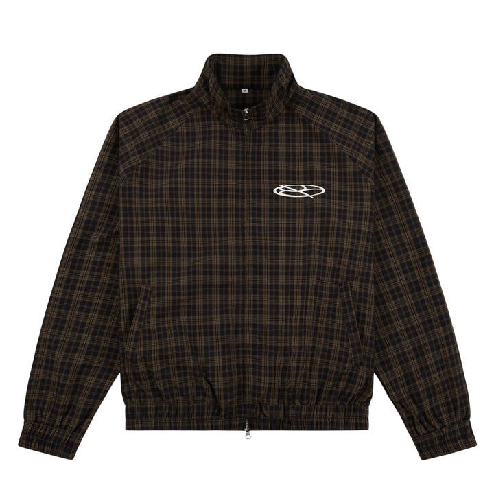 Boredom Kills Lounge Plaid Track Jacket (Brown)