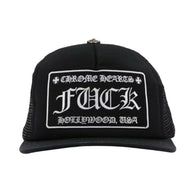 Chrome Hearts FUCK Hollywood Trucker Hat Black