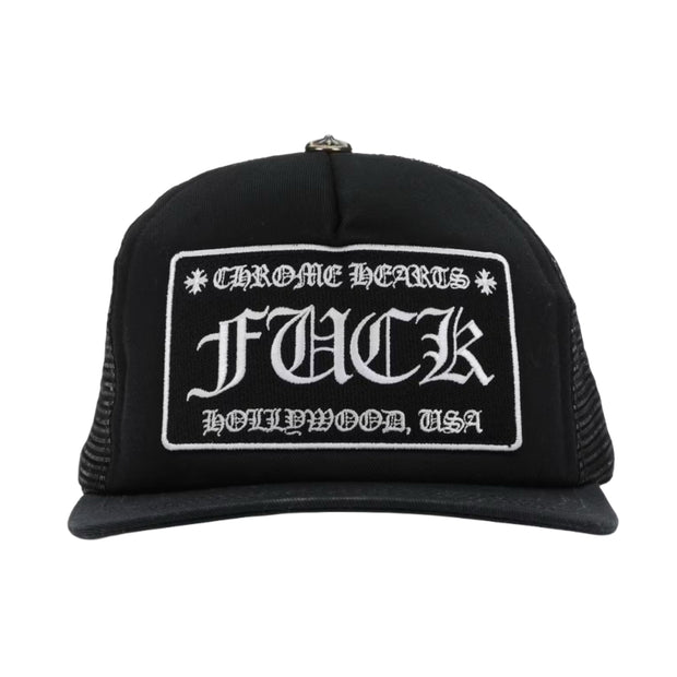 Chrome Hearts FUCK Hollywood Trucker Hat Black