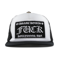 Chrome Hearts FUCK Hollywood Trucker Hat Black/White