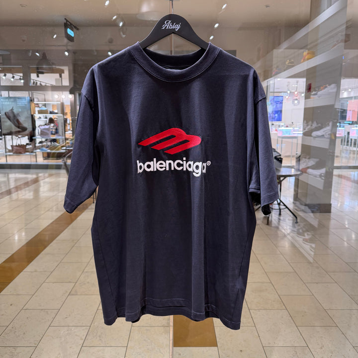 Balenciaga 3D Logo Navy Tee (PREOWNED)