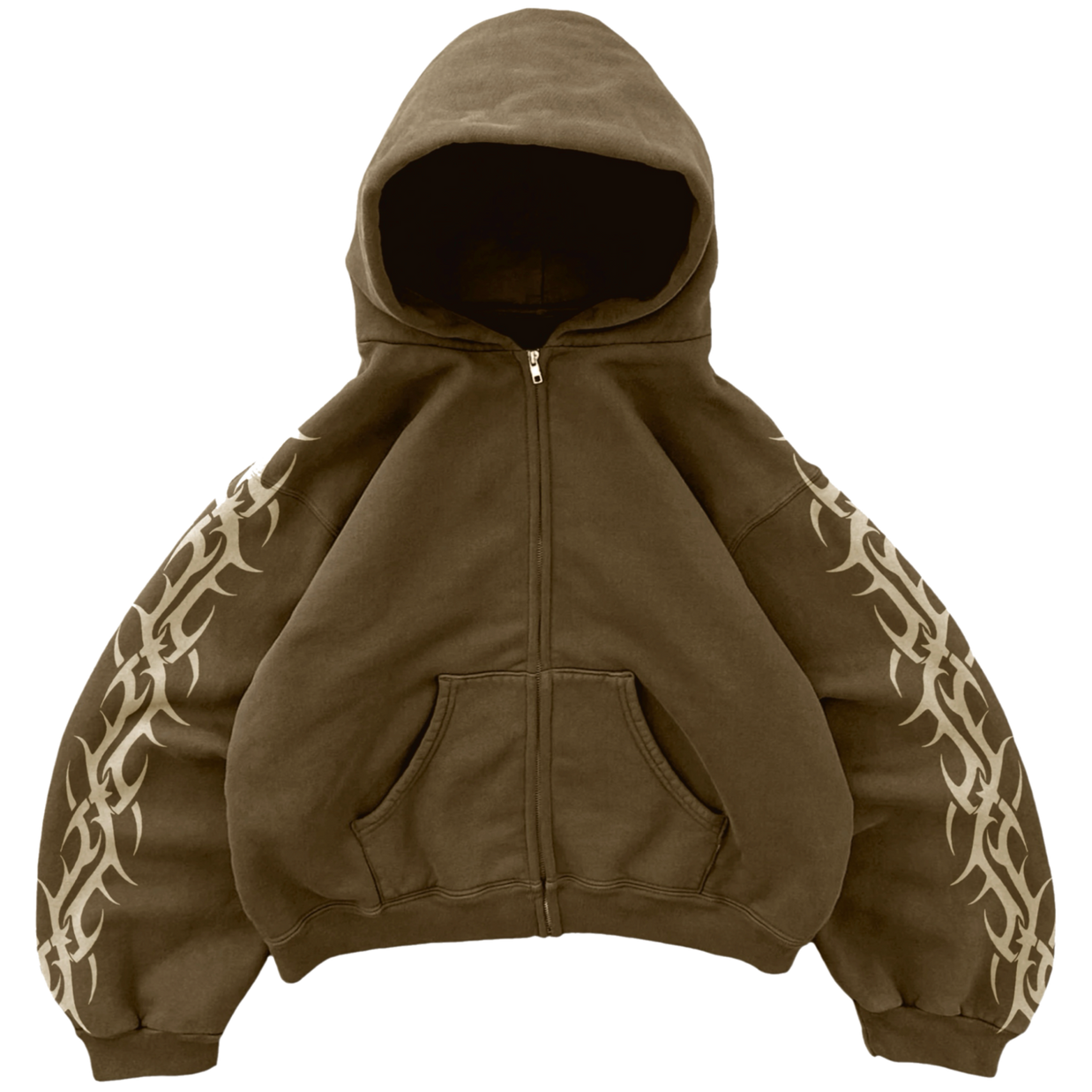 Brown Tribal Zip Up Hoodie Bravest Studio