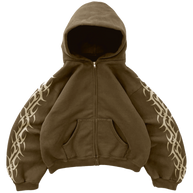 Brown Tribal Zip Up Hoodie Bravest Studio