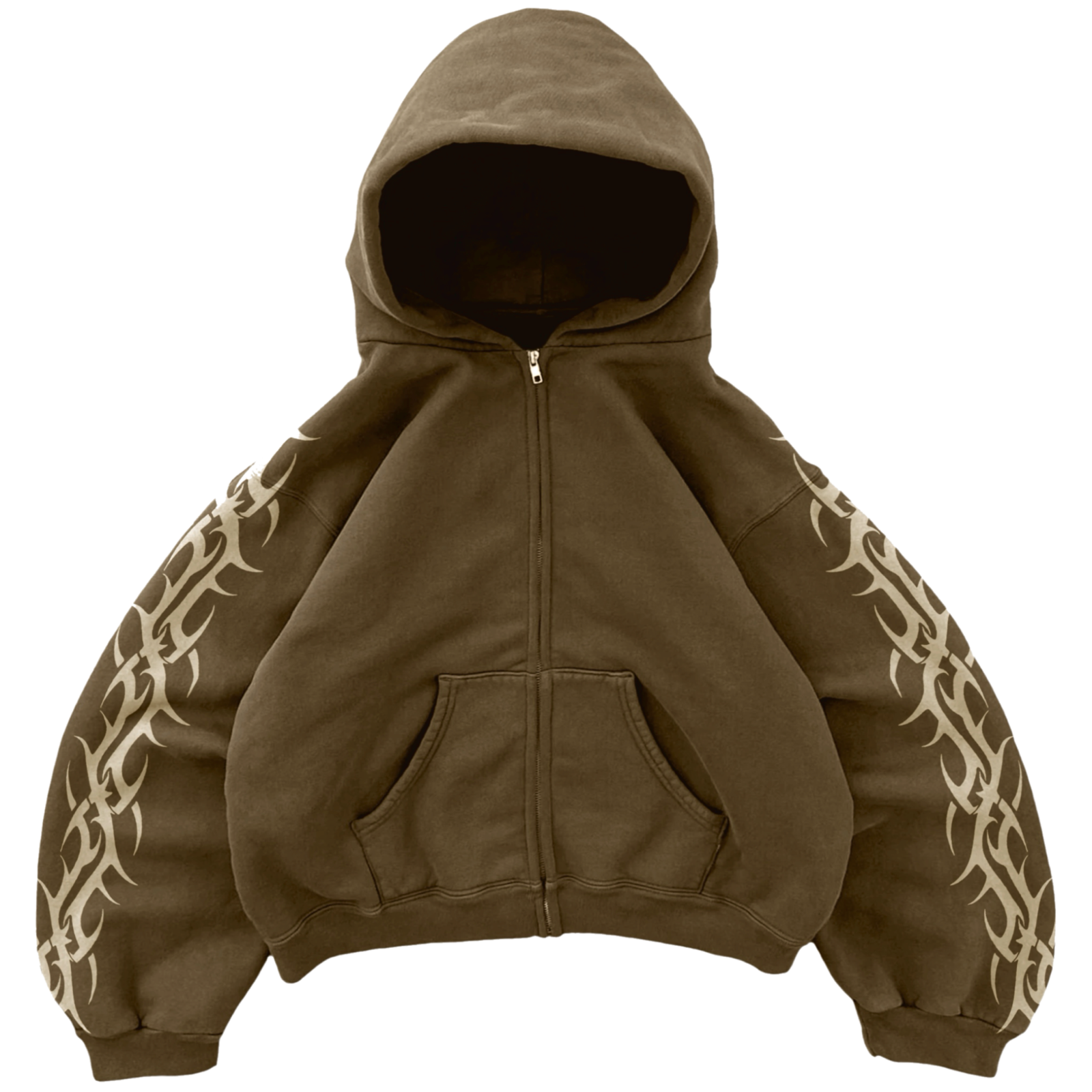 Brown Tribal Zip Up Hoodie Bravest Studio