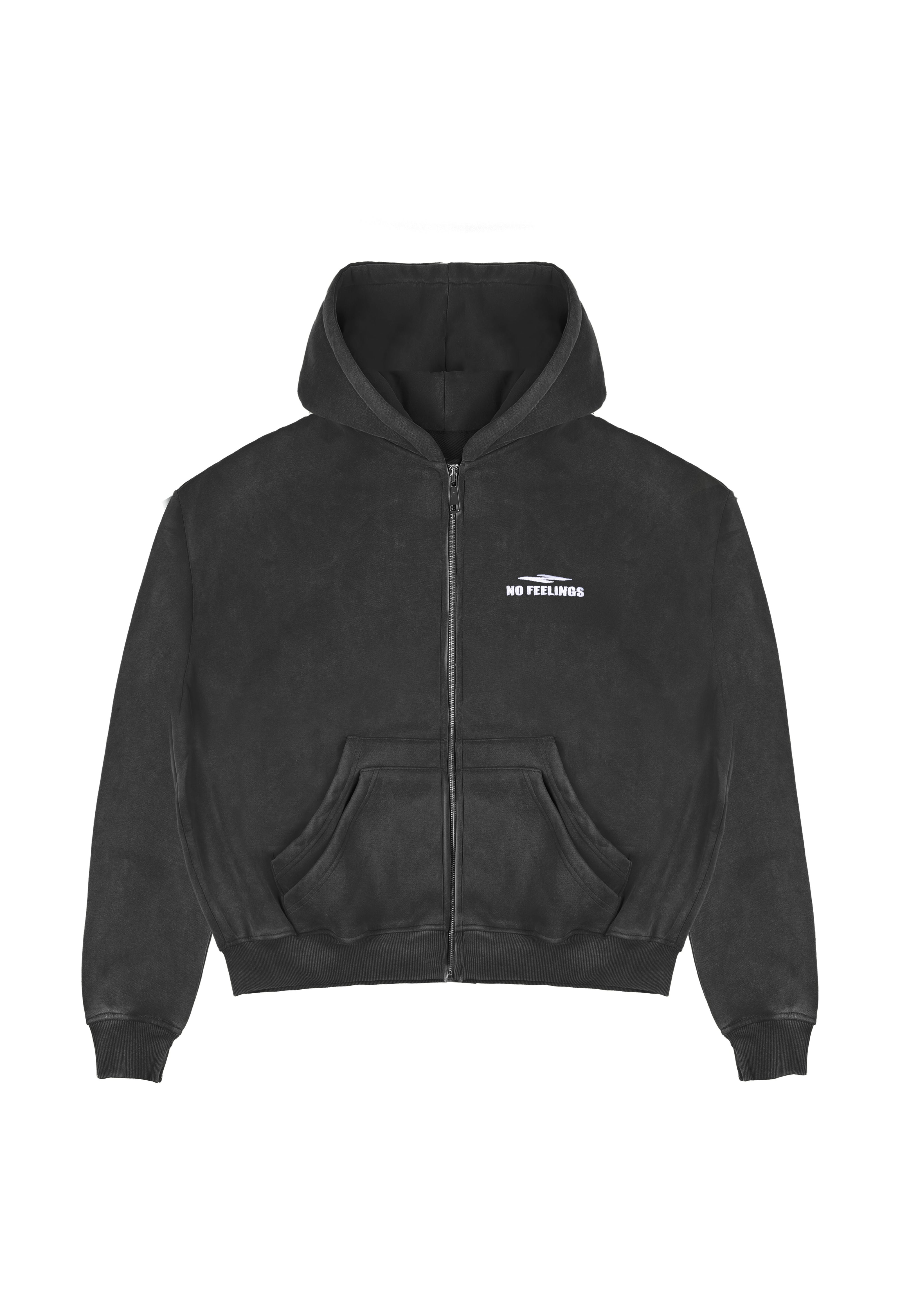 No Feelings 4PF Zip Up Hoodie Black V2