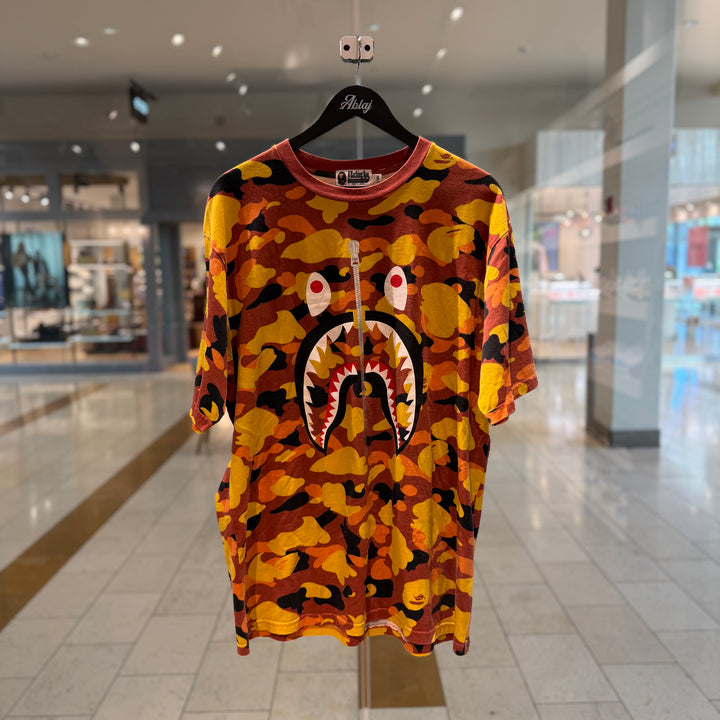 Bape Orange Camo Shark Tee (PREOWNED)