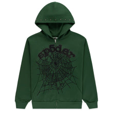 SP5DER OG Web Green Studded Zip Hoodie