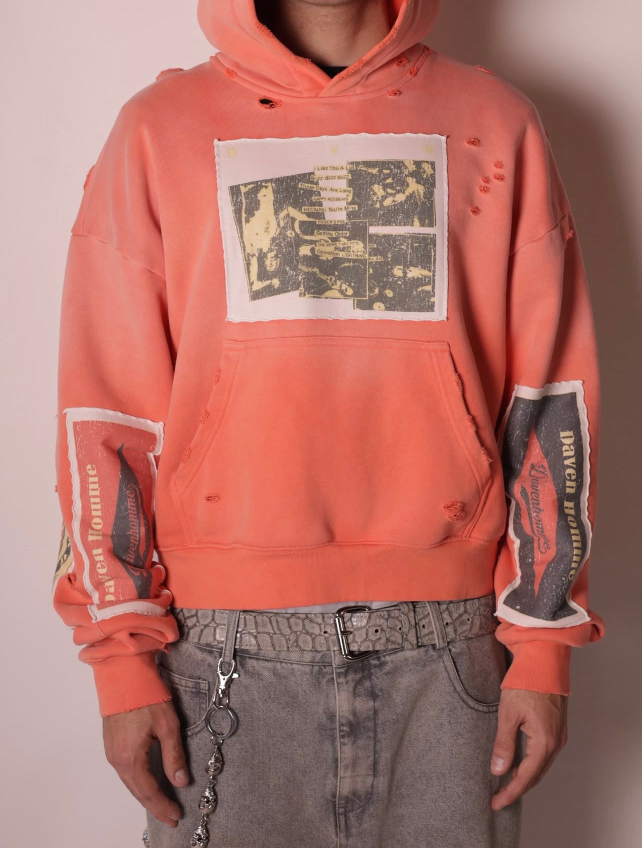 Daven Homme Ramone Patch Hoodie Red