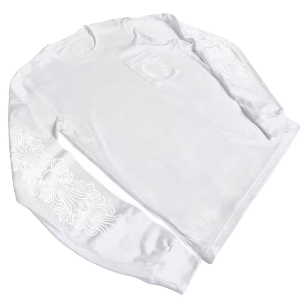 Chrome Hearts White Floral Print Pocket Long Sleeve