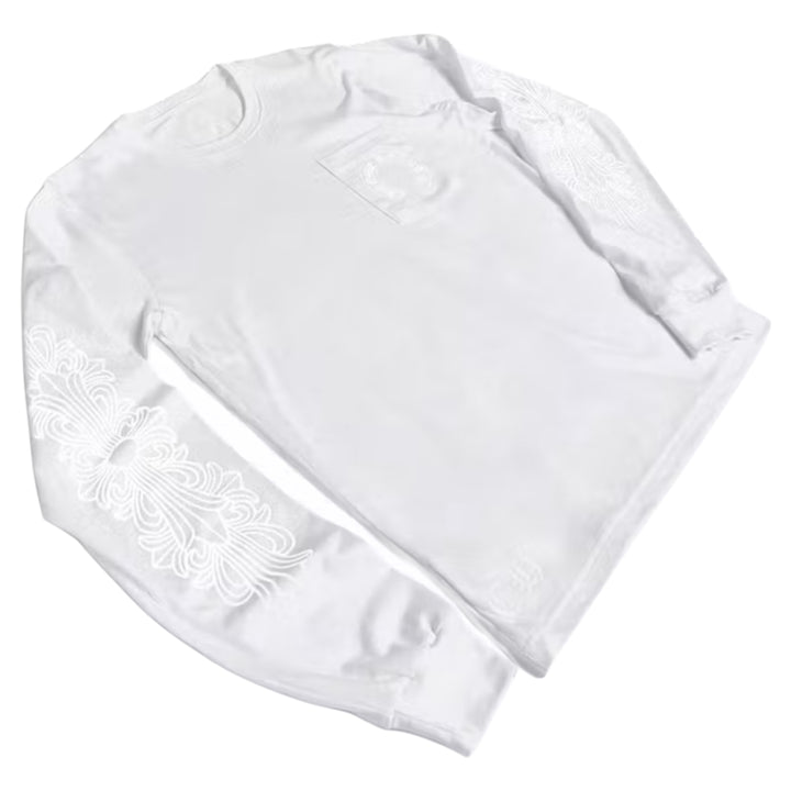 Chrome Hearts White Floral Print Pocket Long Sleeve