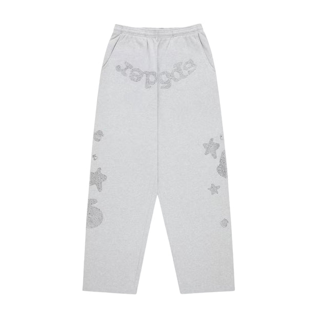 SP5DER Rhinestone Beluga v2 Wide Leg Sweatpants
