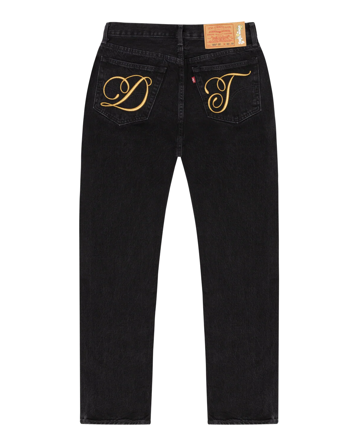 Denim Tears Metallic Gold Script 501 Black
