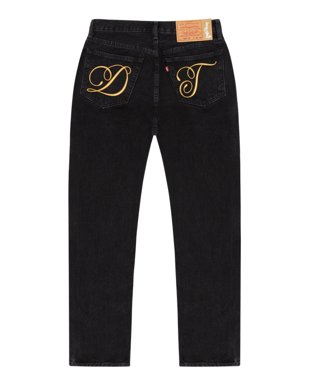 Denim Tears Metallic Gold Script 501 Black