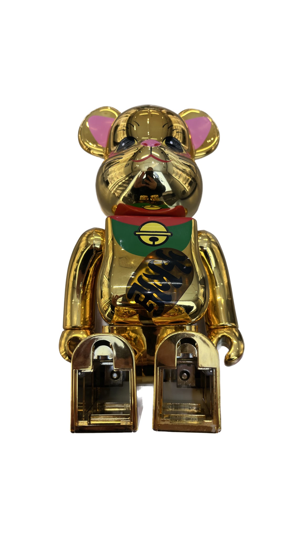 Bearbrick Beckoning Cat Gold 400% (Missing Battery Cover)