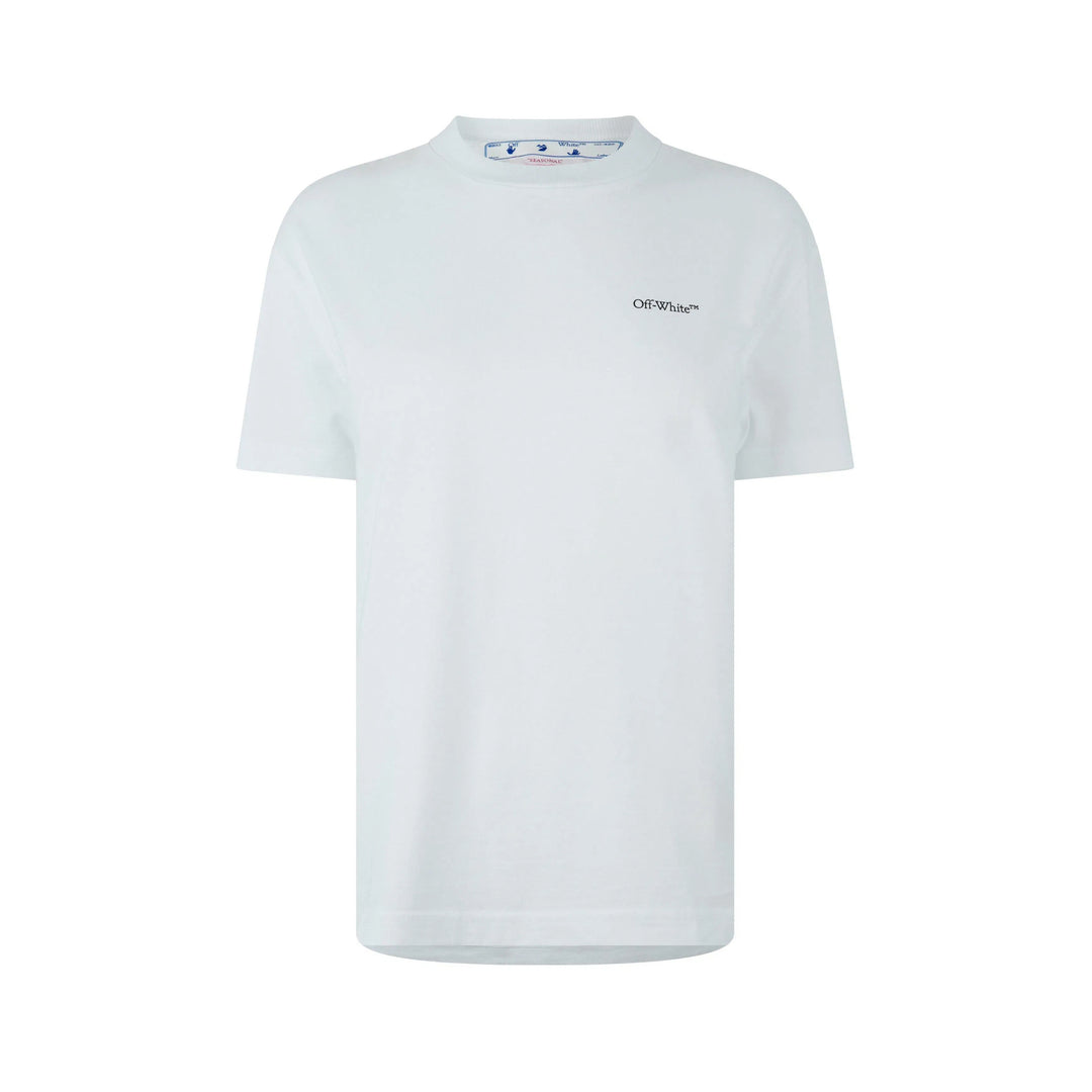 Off White Arrow Floral Cotton Short Sleeve Crew Neck T-Shirt