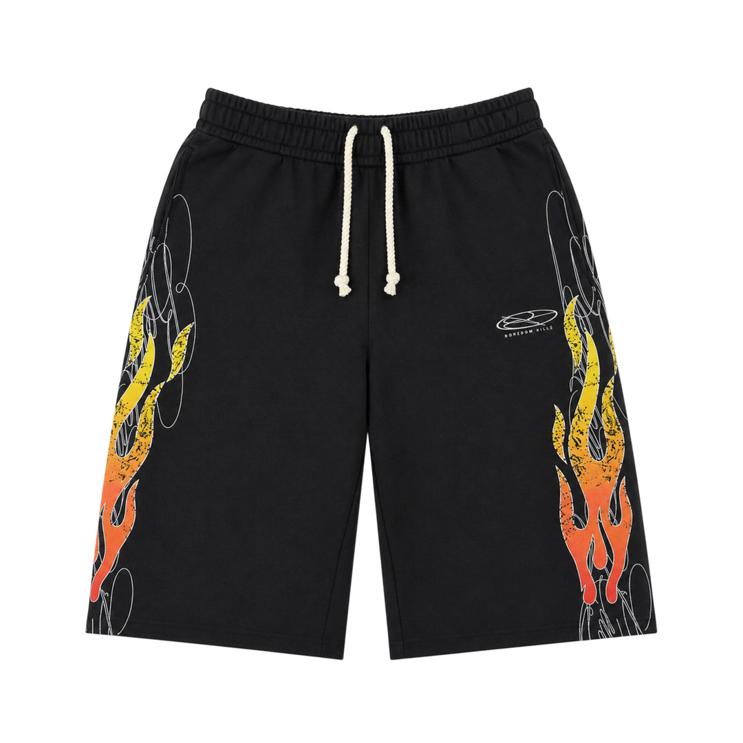 Boredom Kills Up In Flames 3/4 Shorts
