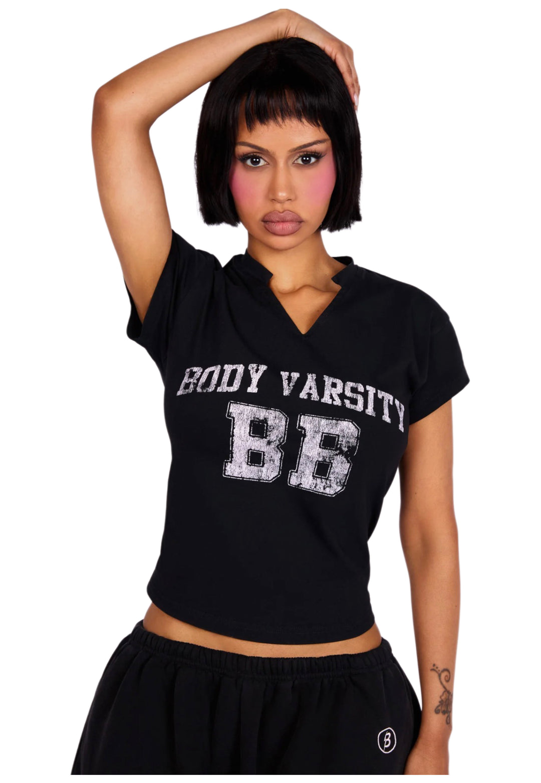 BodyByRaven Black/Pink Varsity Top/Short Set