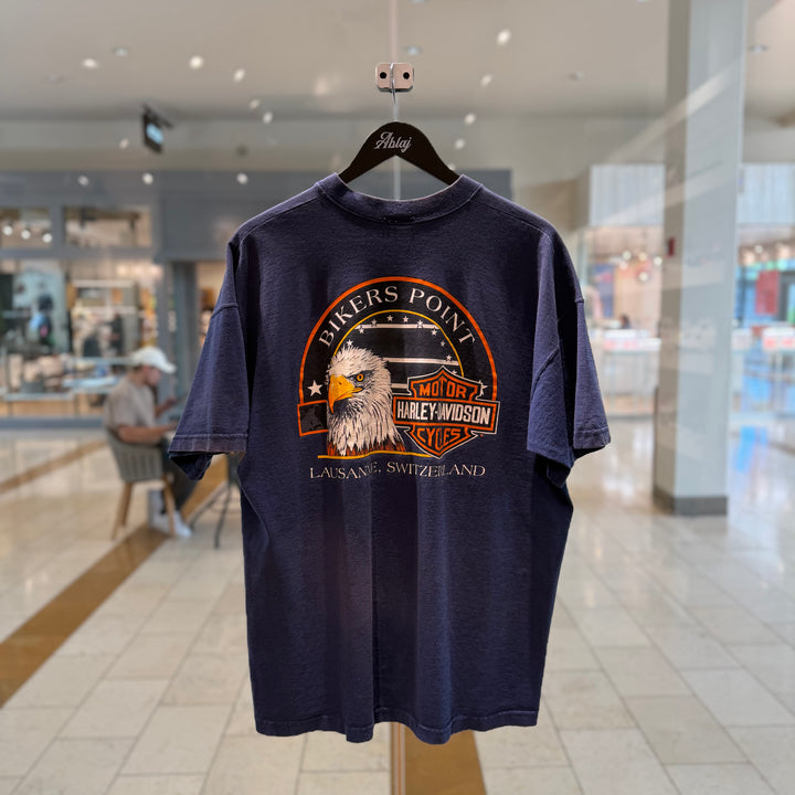 Vintage Harley Davidson Bikers Point Switzerland Tee 