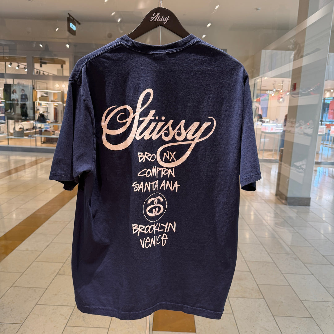 Stussy World Tour Tee Navy (PREOWNED)