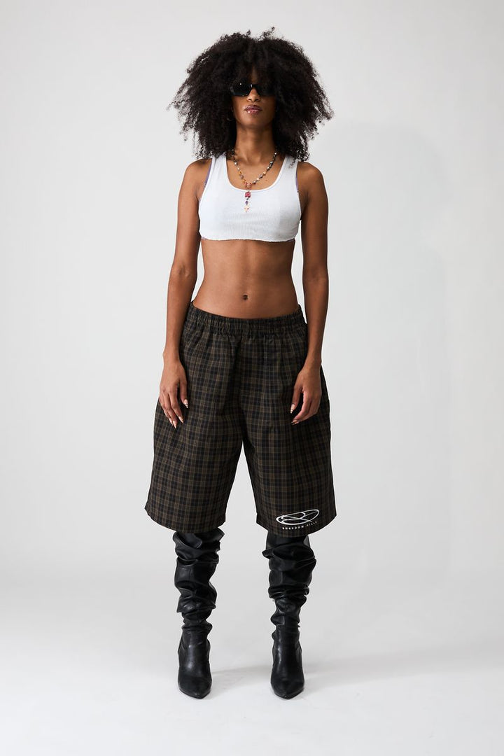 Boredom Kills Lounge Plaid Shorts (Brown)