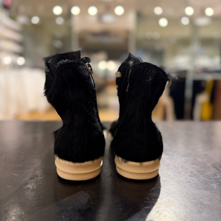 Rick Owens Black Strobe High Top Pony Hair No Box (PREOWNED)