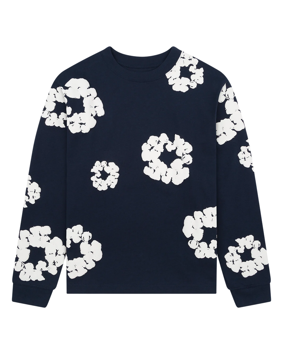 Denim Tears Cotton Wreath L/S Tee Navy