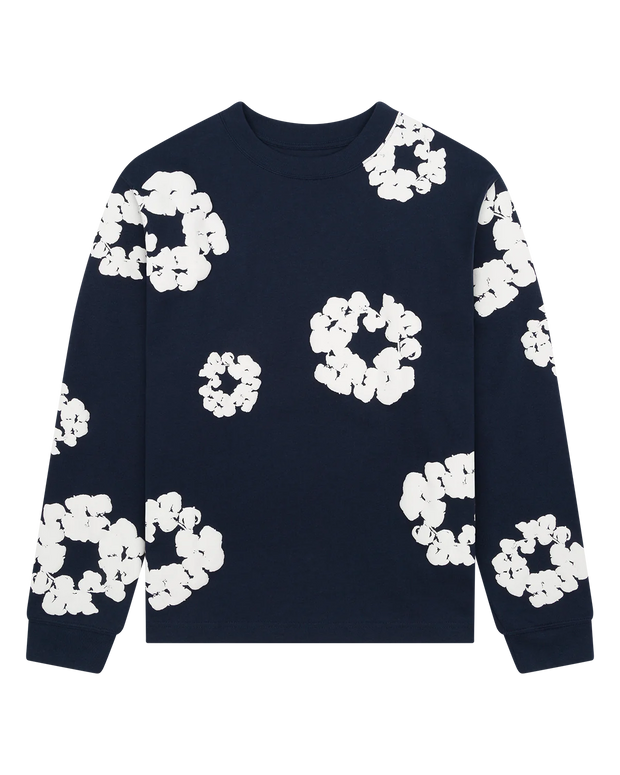 Denim Tears Cotton Wreath L/S Tee Navy