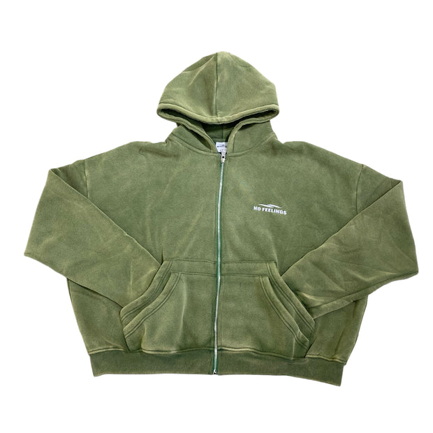 No Feelings 4PF Zip Up Hoodie Forest Green V2